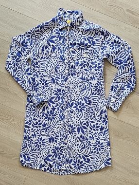 Roberta Roller Rabbit Sheer Muslin Cotton Floral Paisley Shirt Dress, Small